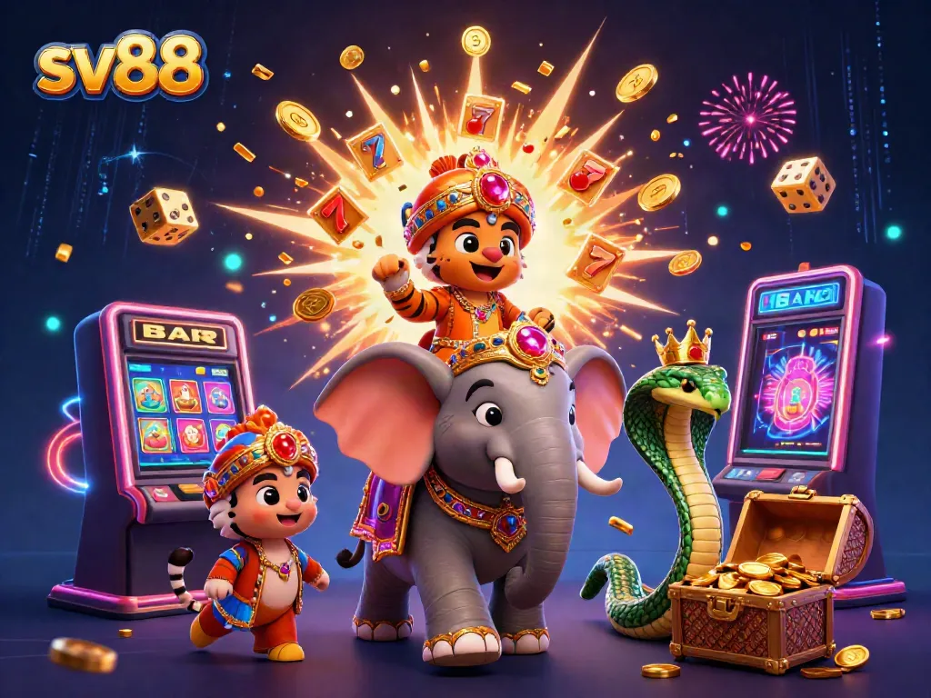 Experience the thrill of sv88 as a majestic tiger and an elephant unveil jackpot delights.