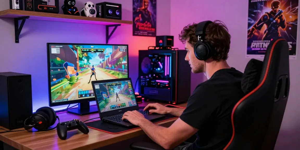 Experience the thrill of an HTML porn game in an immersive gaming setup.