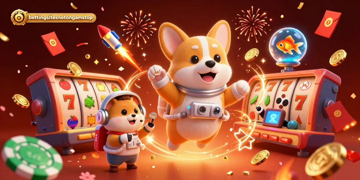 Experience excitement at bettingsitesnotongamstop with a corgi astronaut exploring a dynamic space casino.
