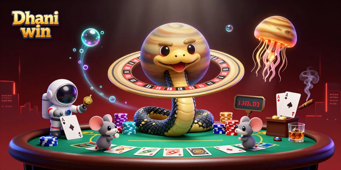 Dhani win thrills as cosmic characters engage in lively bets on a whimsical roulette wheel scene.