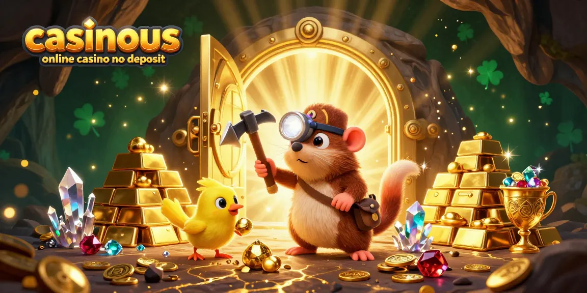 Experience the thrill of casinous online casino no deposit with engaging treasure hunting characters and casino elements.
