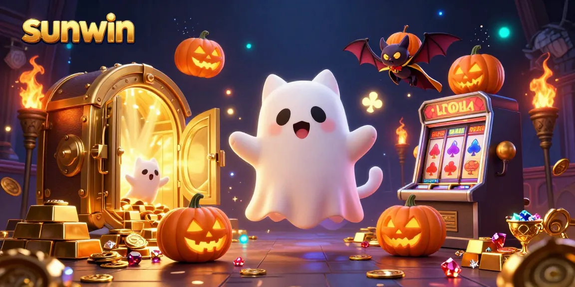 Experience the thrilling atmosphere of sunwin with ghost cat's adventures among haunted slots and glowing jack-o-lanterns.
