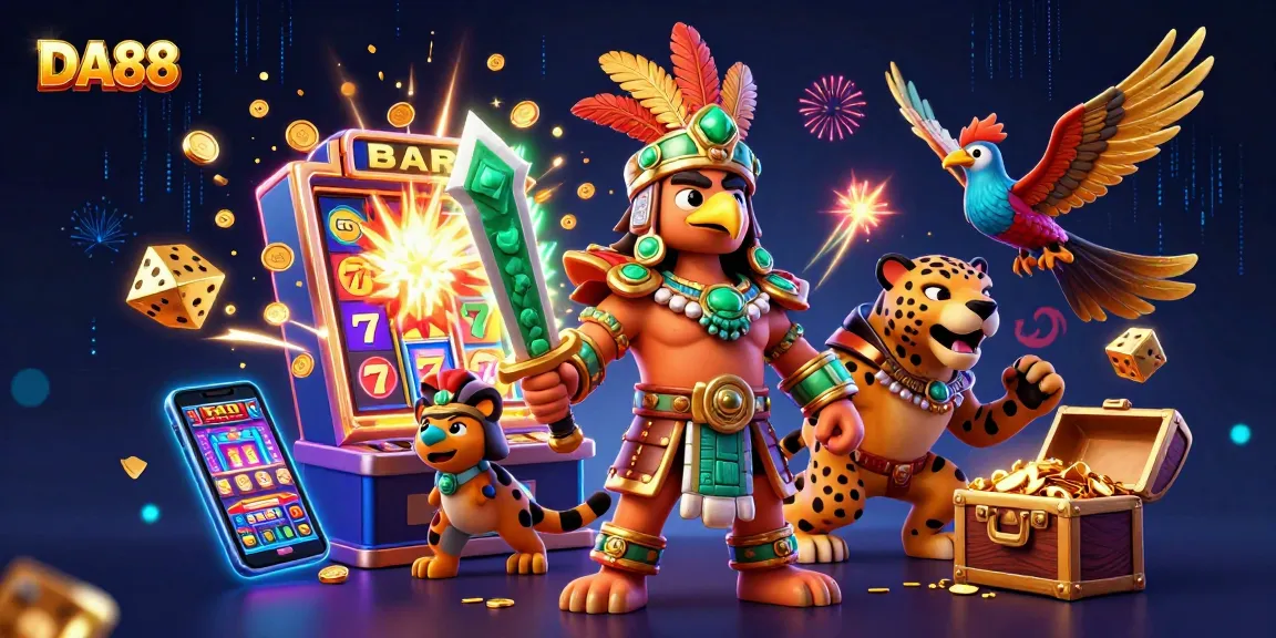Engage in electrifying wins with DA88's vibrant slot machine and majestic Aztec warriors